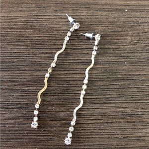 Sliver metal rhinestone dangle stud earrings